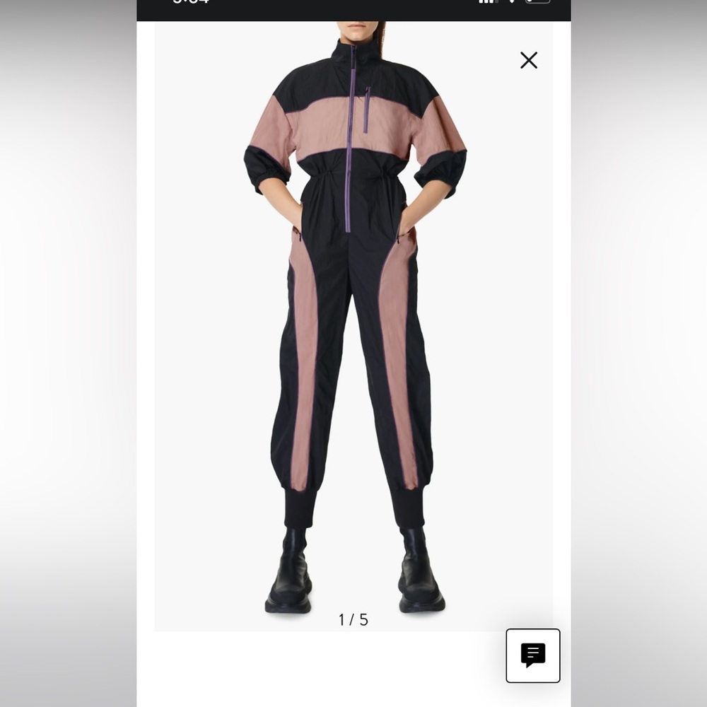 Sweaty Betty Statement Nylon Stylish Black and Pink Jumpsuit